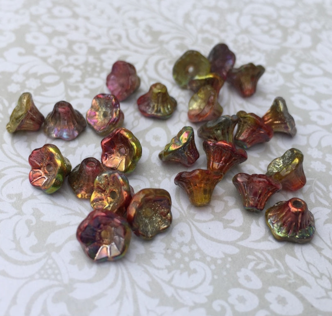 Crystal Magic Apple Small Flower Cup Glass Beads Pack of 30