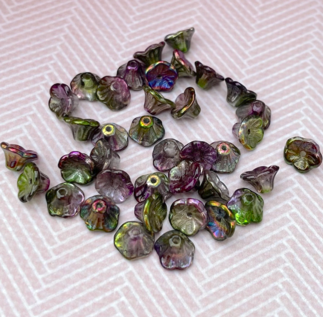 Crystal Magic Orchid Small Flower Cup Glass Beads Pack of 30
