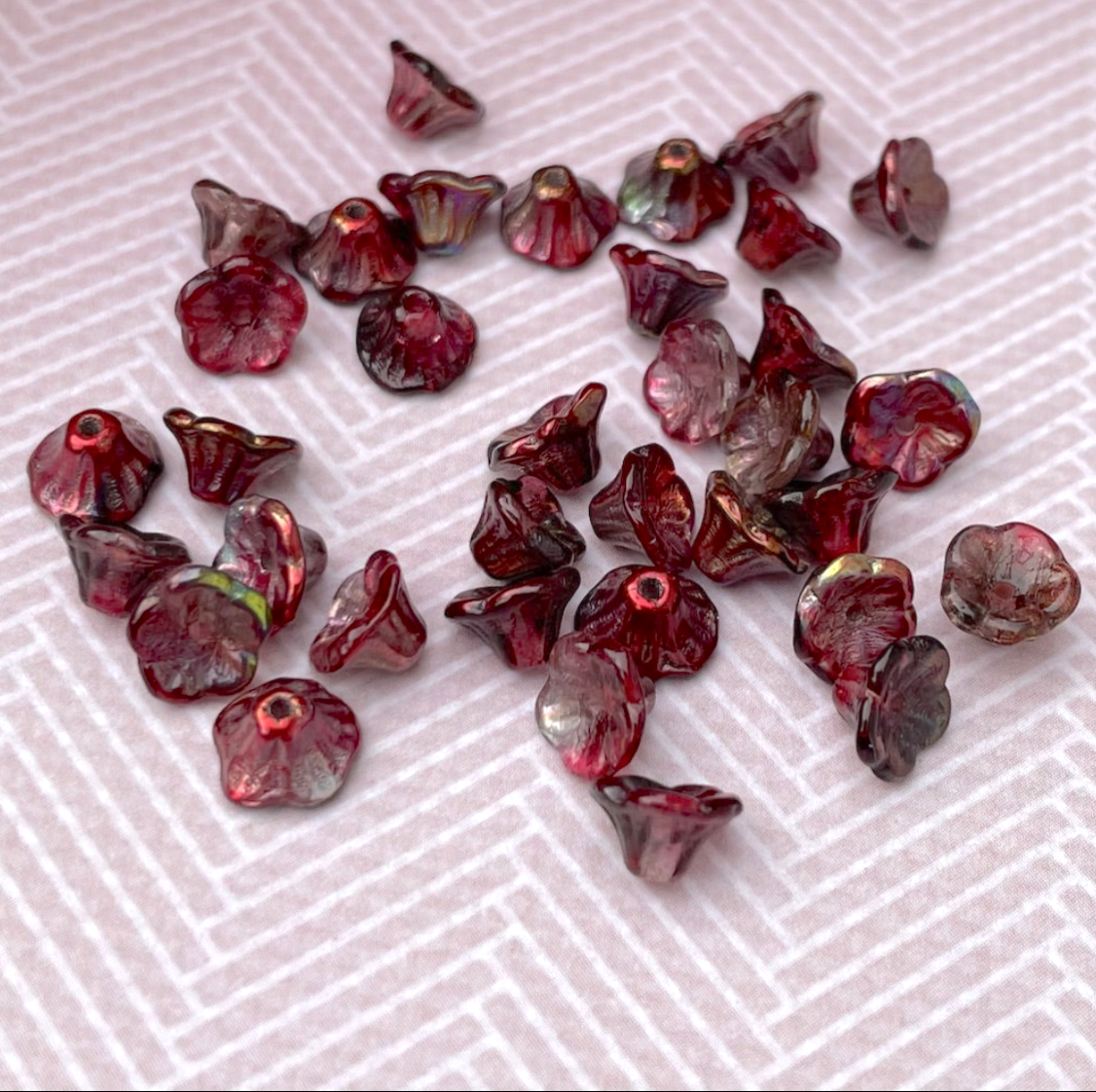 Crystal Magic Wine Small Flower Cup Glass Beads Pack of 30