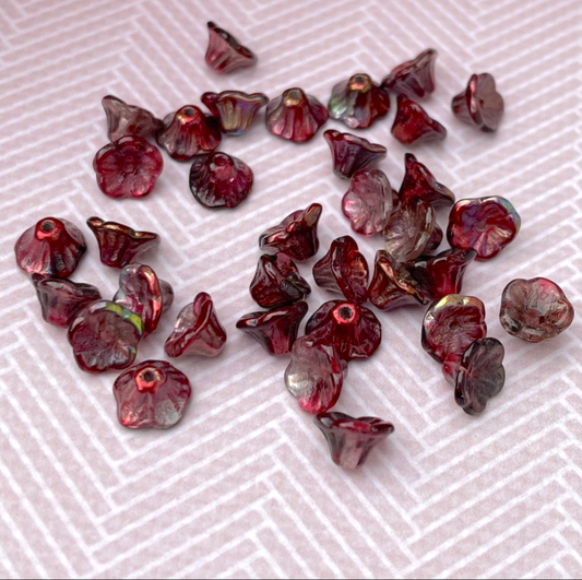 Crystal Magic Wine Small Flower Cup Glass Beads Pack of 30