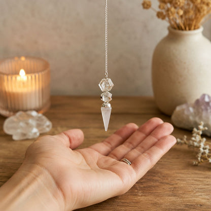 Crystal Quartz Three Piece Pendulum The Architect of Clarity