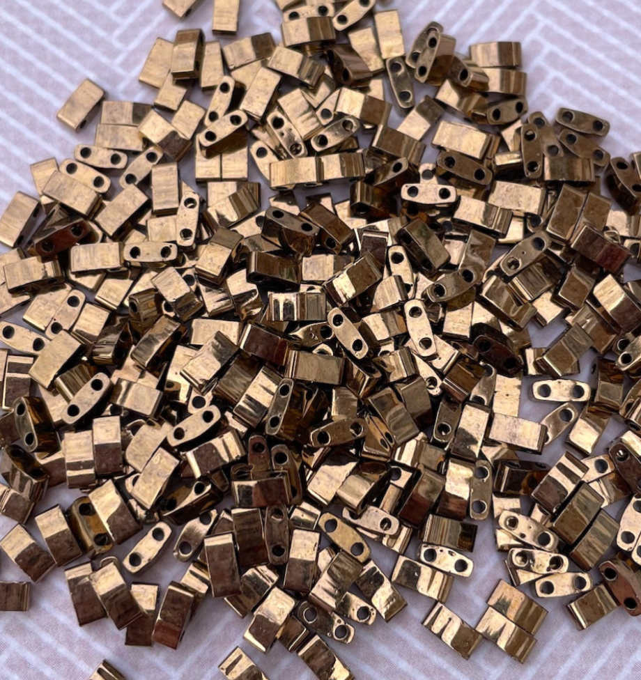Dark Bronze Miyuki Half Tila Beads - 8 grams