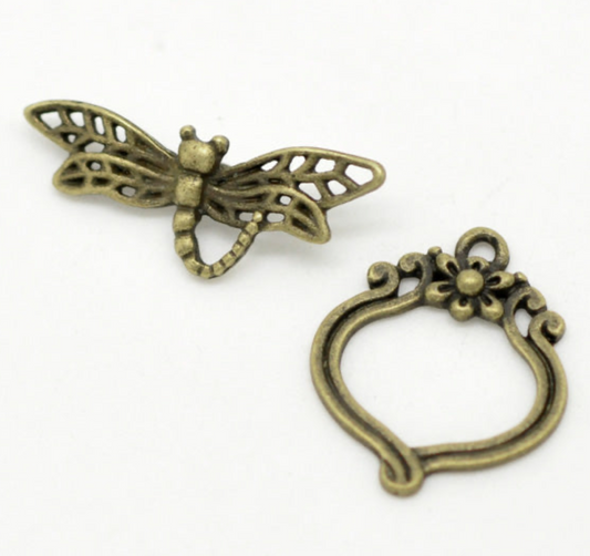 Dragonfly Toggle Clasps Bronze Colour 5 Sets