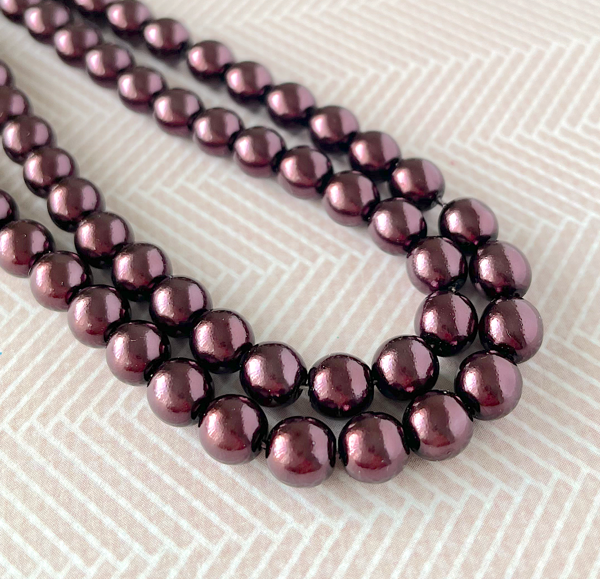 Eggplant Round Czech Glass Pearls 6mm Strand of 75 beads