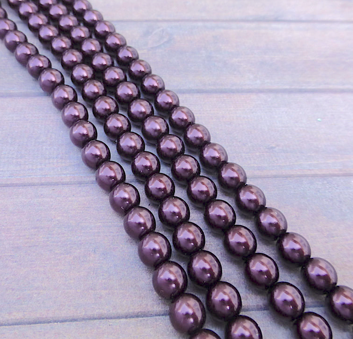 Eggplant Round Czech Glass Pearls 6mm Strand of 75 beads