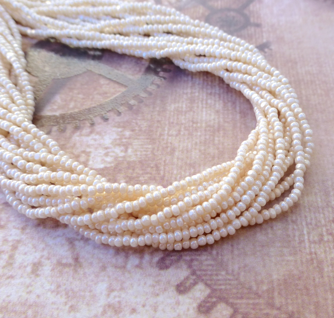 Eggshell Glass Seed Beads 13/0 Charlotte 6 Strands