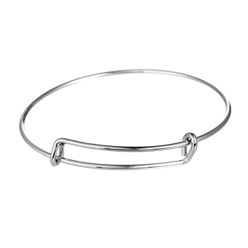 Expandable Bangle Silver Tone Bracelet