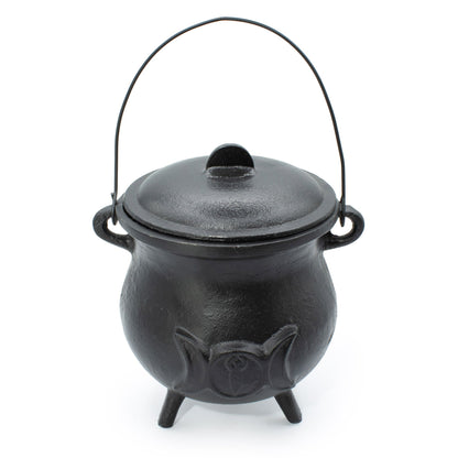 Extra Big Cast Iron Cauldron with Triple Moon 23x18cm