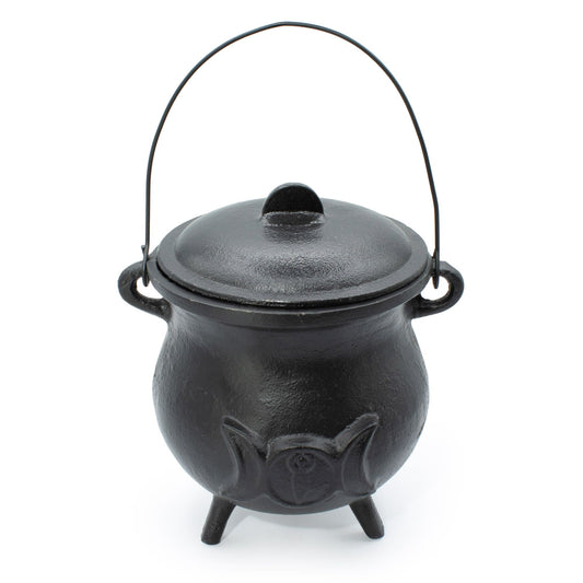 Extra Big Cast Iron Cauldron with Triple Moon 23x18cm
