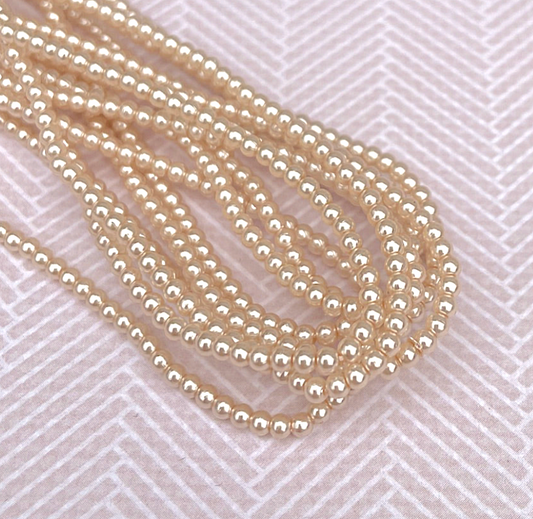 Faint Rose Round Czech Glass Pearls 2mm Strand of 150 beads