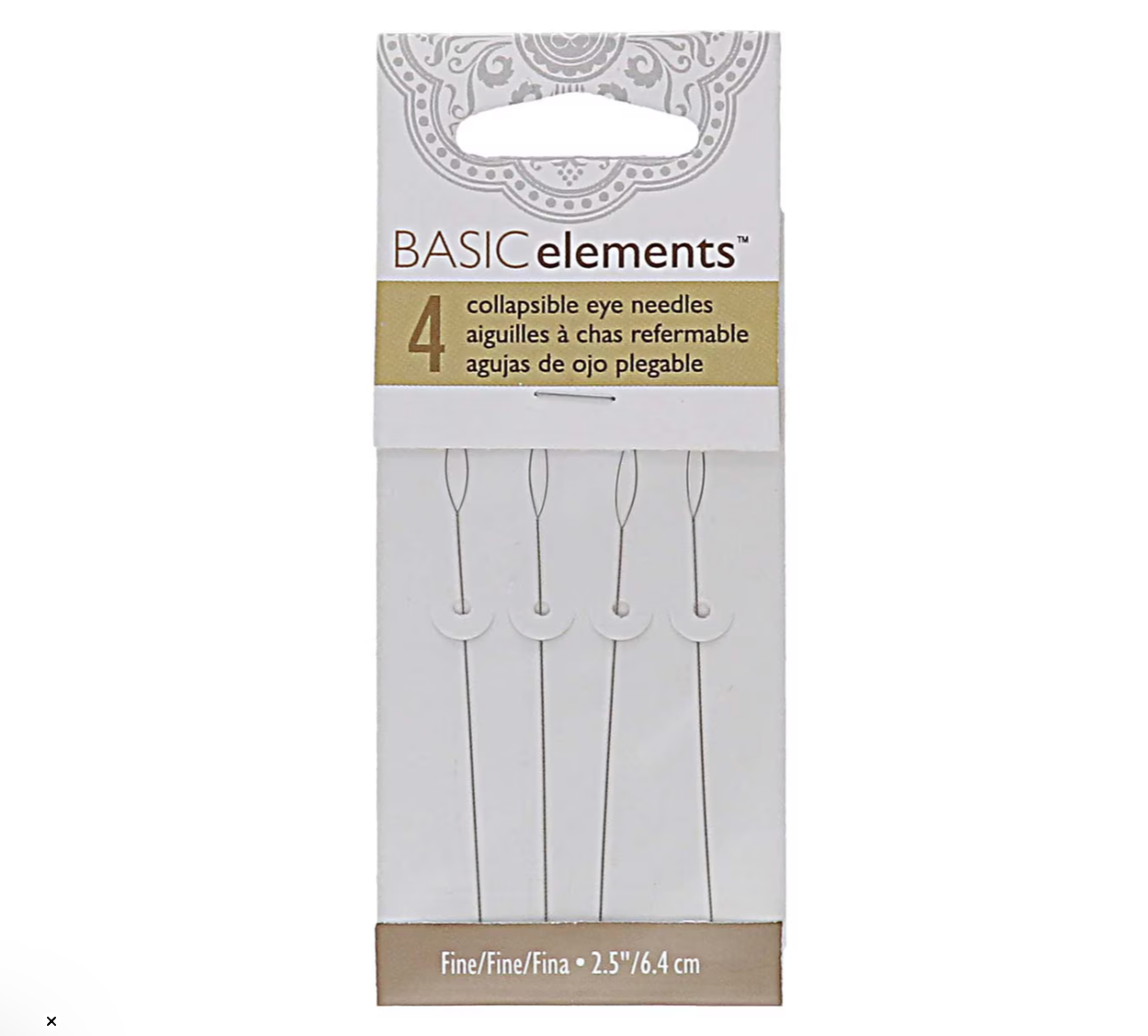 Fine Collapsible Eye Needles Basic Elements Pack of 4