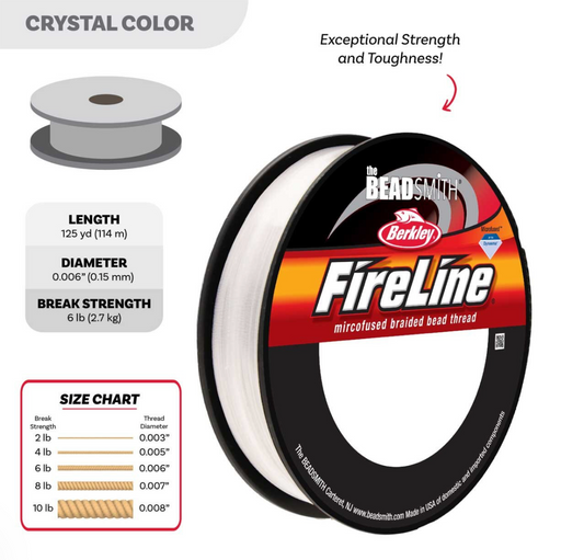 FireLine 6lb Crystal Size B Beading Thread 125 yds
