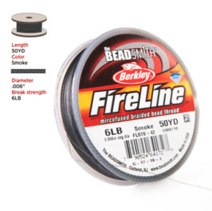FireLine 6lb Smoke Grey Size B Beading Thread 50 yds