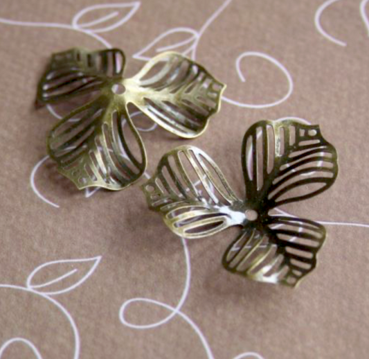 Floral Filigree Component or Bead Cap in Bronze Colour Pack of 10