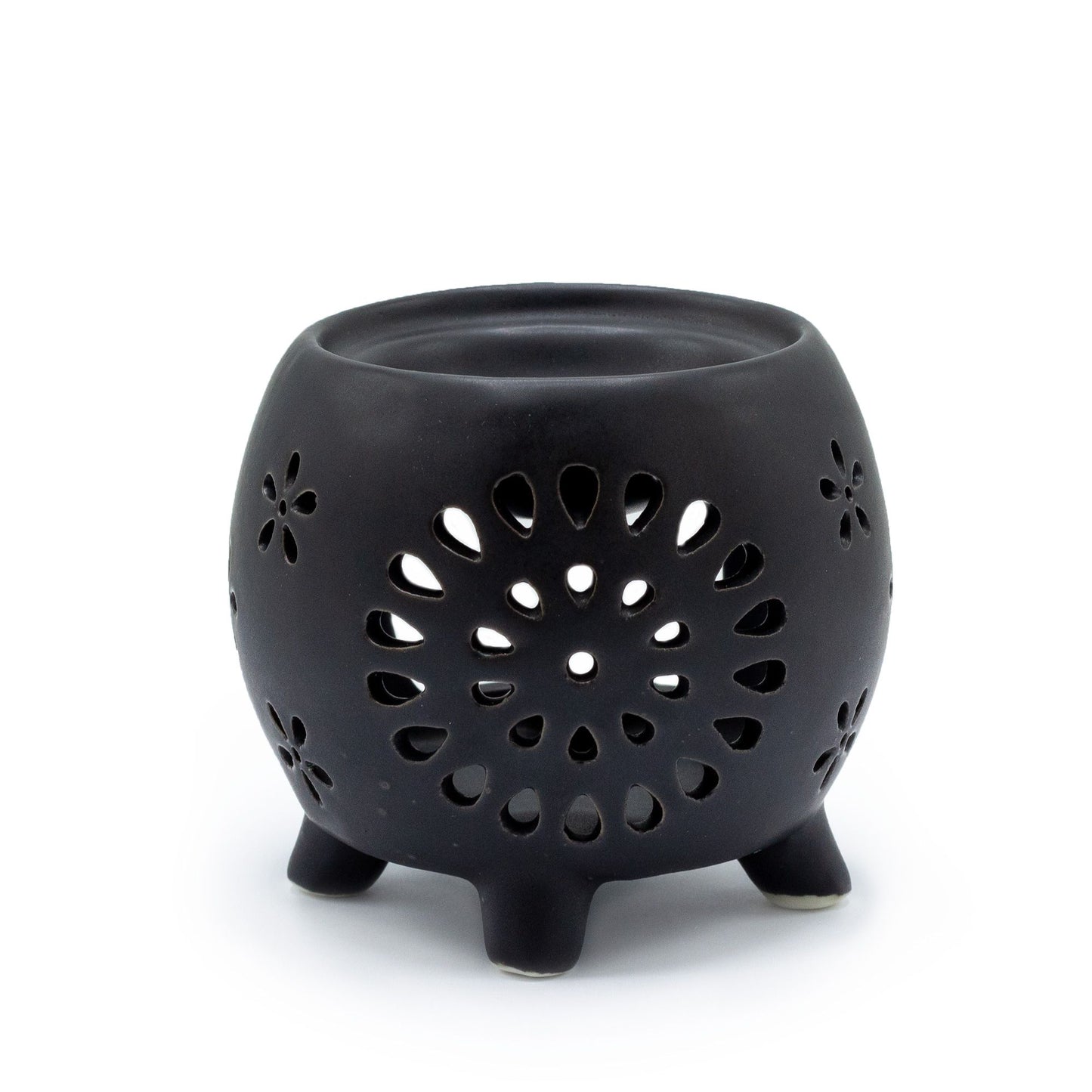 Flower Burst Squat Pot Matt Black Oil Burner