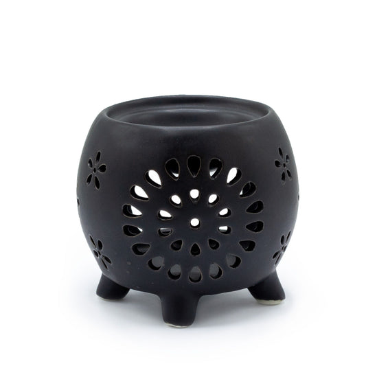 Flower Burst Squat Pot Matt Black Oil Burner