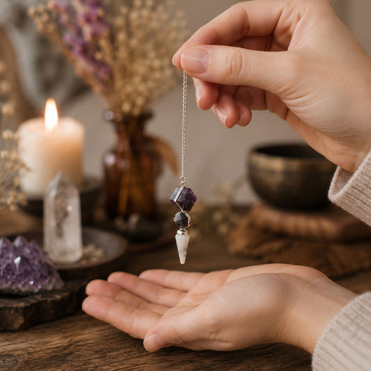 Fluorite, Labradorite, Rainbow Moonstone Psychic Gateway Pendulum