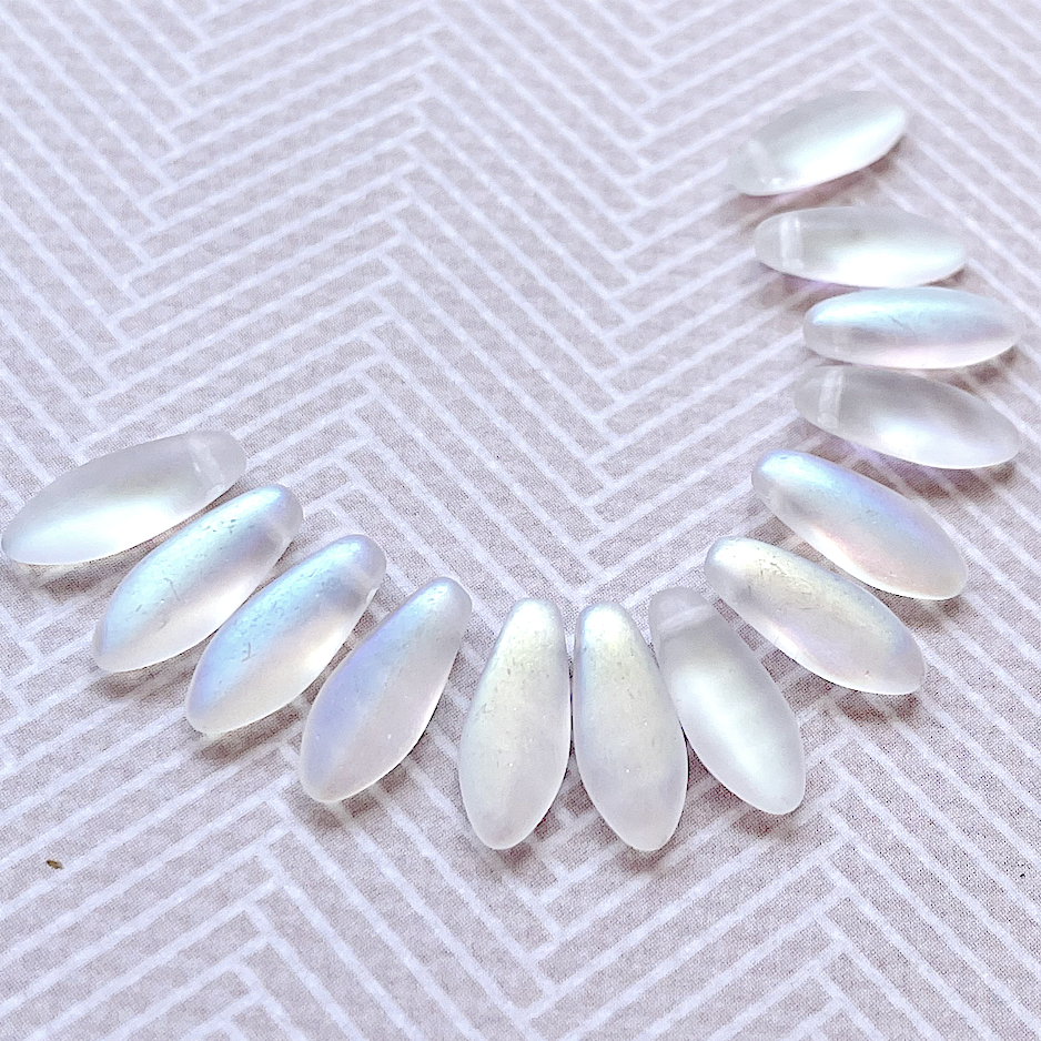 Frosted White One Hole Dagger Beads - Pack of 20 Beads