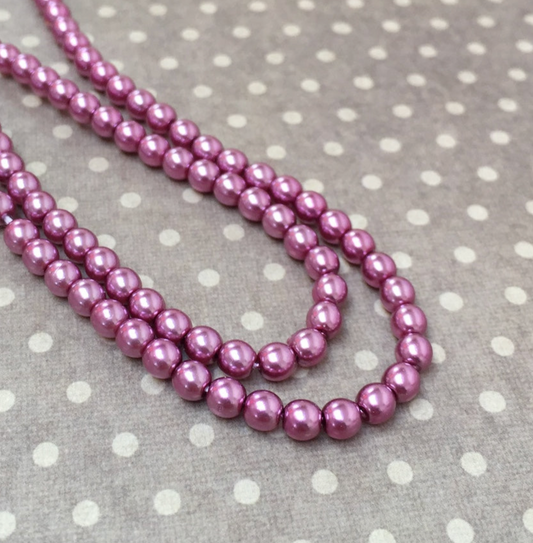Fuchsia Round Czech Glass Pearls 4mm Strand of 120 beads