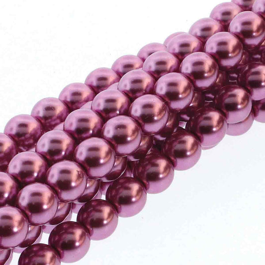 Fuchsia Round Czech Glass Pearls 6mm Strand of 75 beads