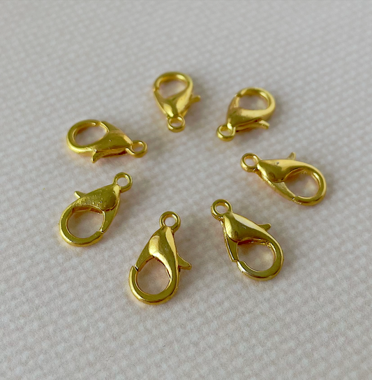 Gold Colour 12mm Lobster Claw Clasps - Pack of 50