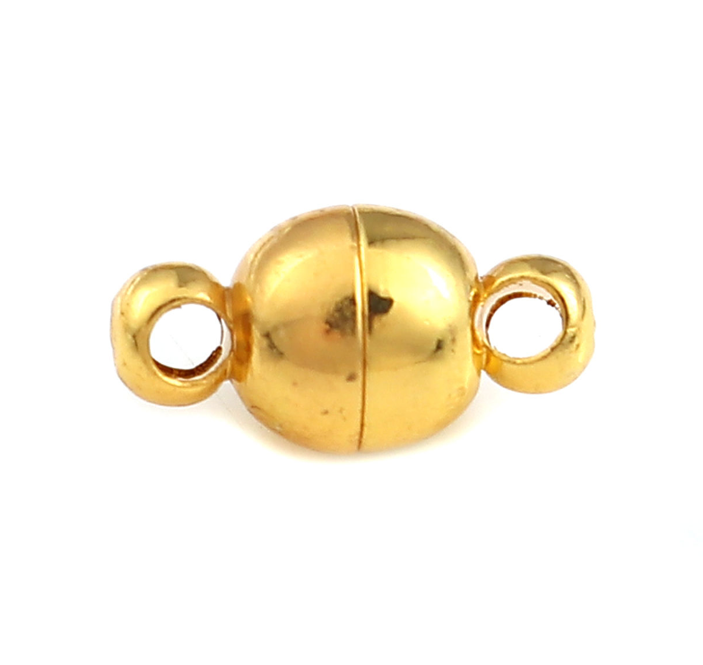 Gold Colour Strong Magnetic Clasps Round - Pack of 5 Sets