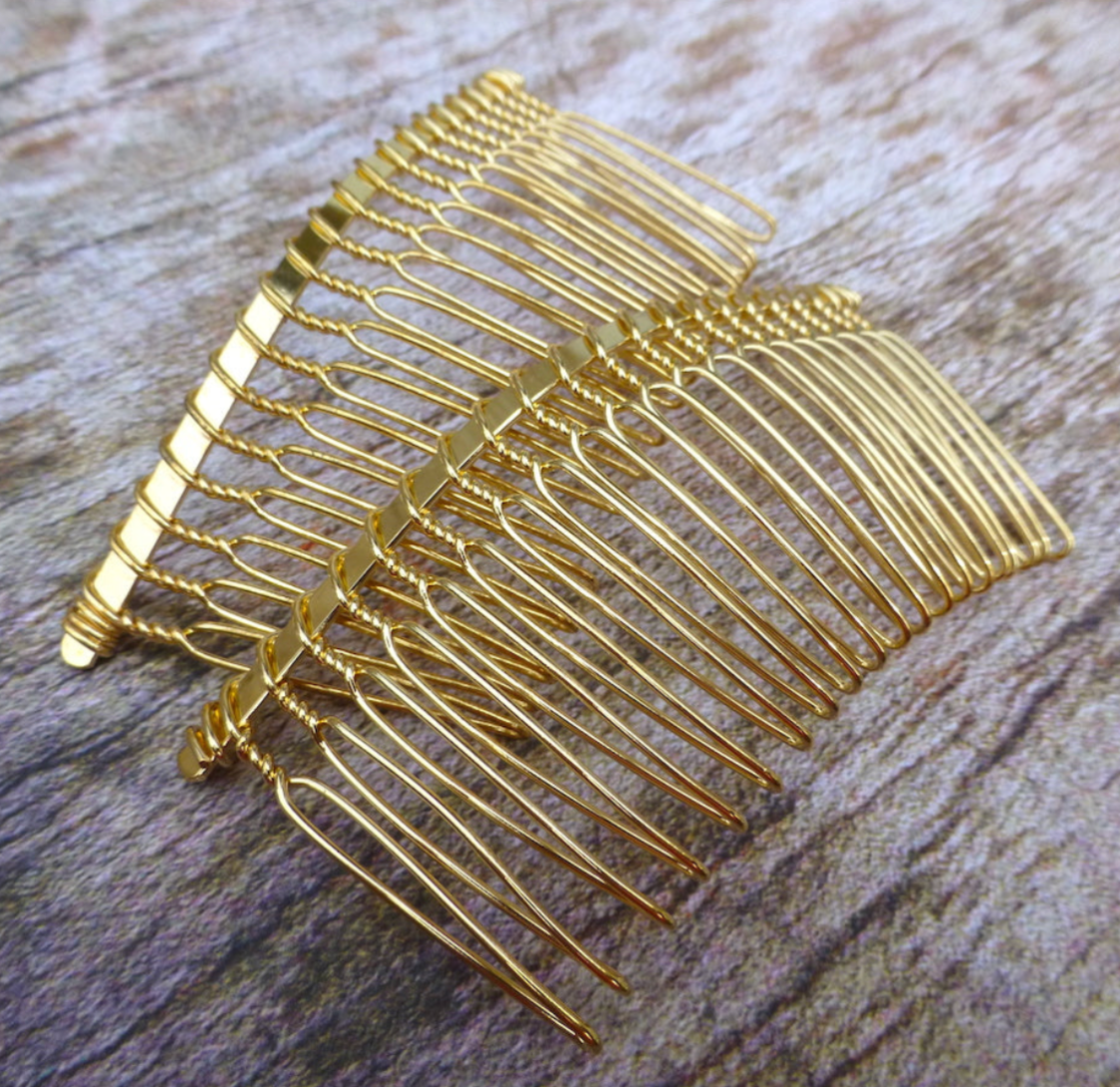 Gold Hair Combs 80mm Hair Accessories - Pack of 10