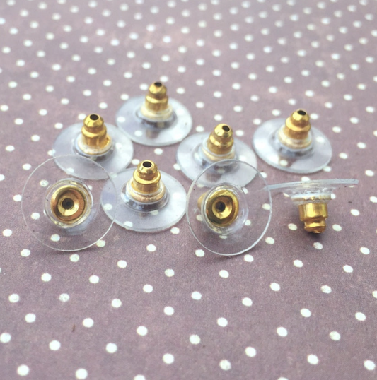 Gold Plated and Plastic Earring Backs Ear Post Stoppers for jewellery making,

comfort earring backs, stabil clutch, craft supplies,

