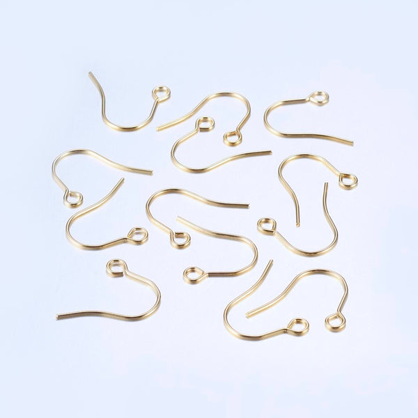 Gold Colour Stainless Steel Ear Wire Ear Hooks Earring Findings Pack of 30