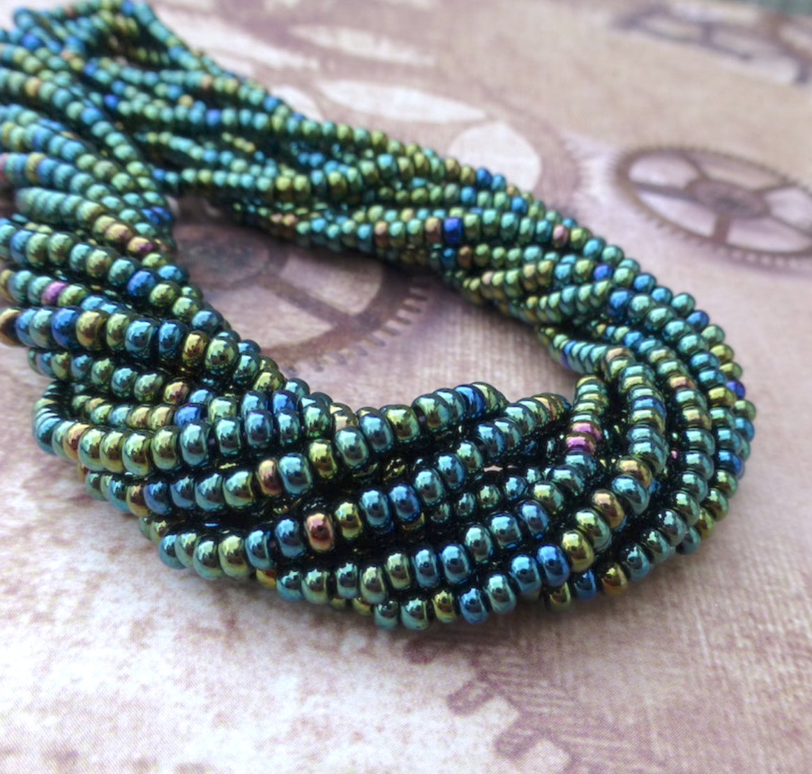 Green Iris 8/0 Czech Glass Seed Beads - 20 grams