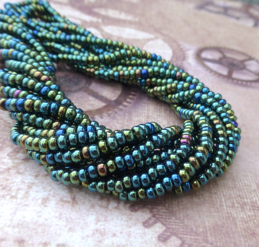 Green Iris 8/0 Czech Glass Seed Beads - 20 grams