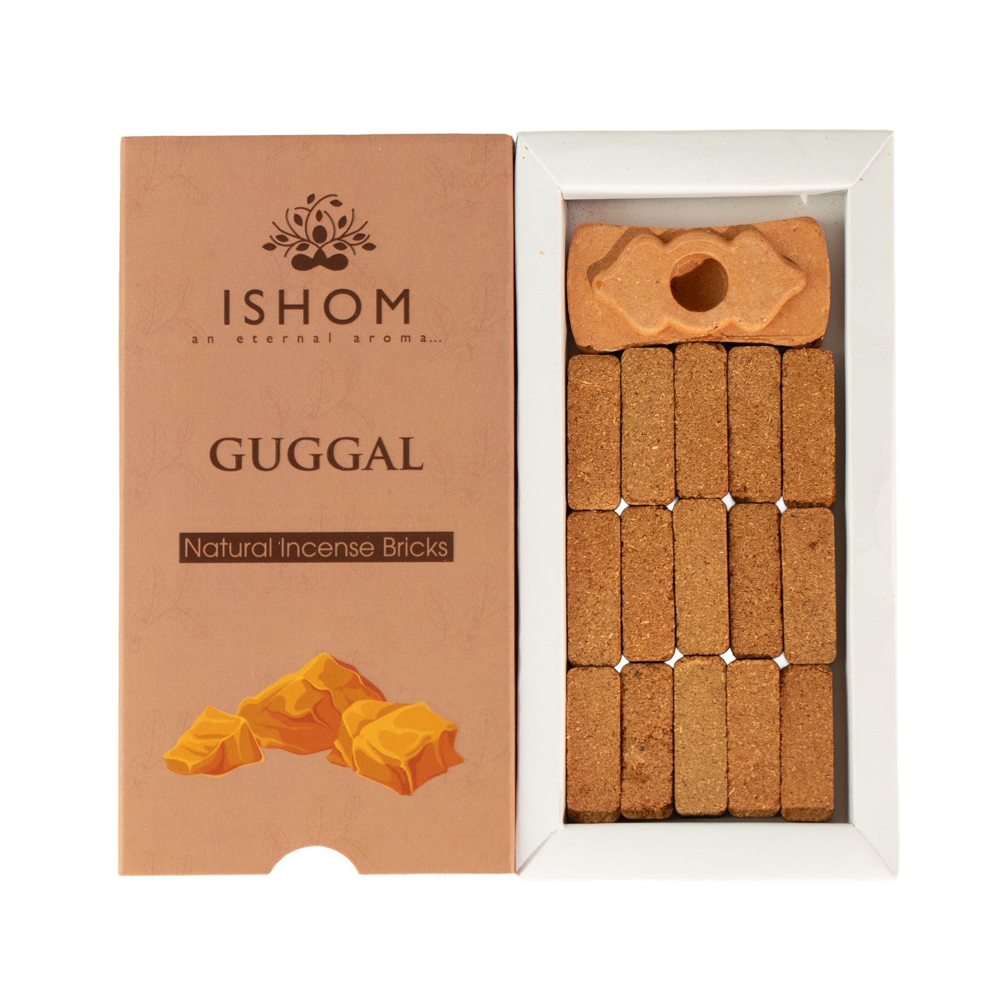 Guggal Natural Incense Smudge Bricks and Burner Pack of 15