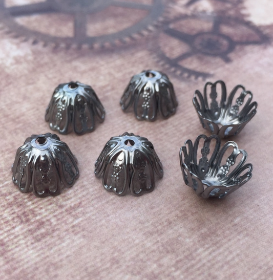 Gunmetal Colour Iron 6 Petal Bead Caps Pack of 50