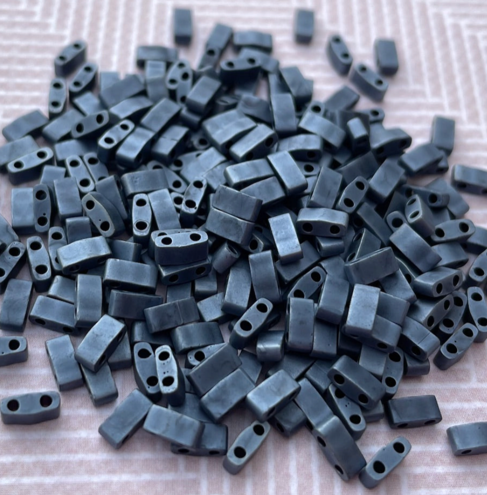 Gunmetal Matte Miyuki Half Tila Beads - 8 grams