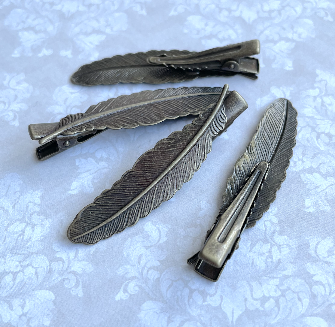 Hair Clip with Feather Bronze Colour - Pack of 4