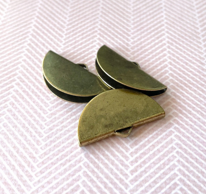 Half Round Ribbon Crimps Antique Bronze Colour Pack of 10