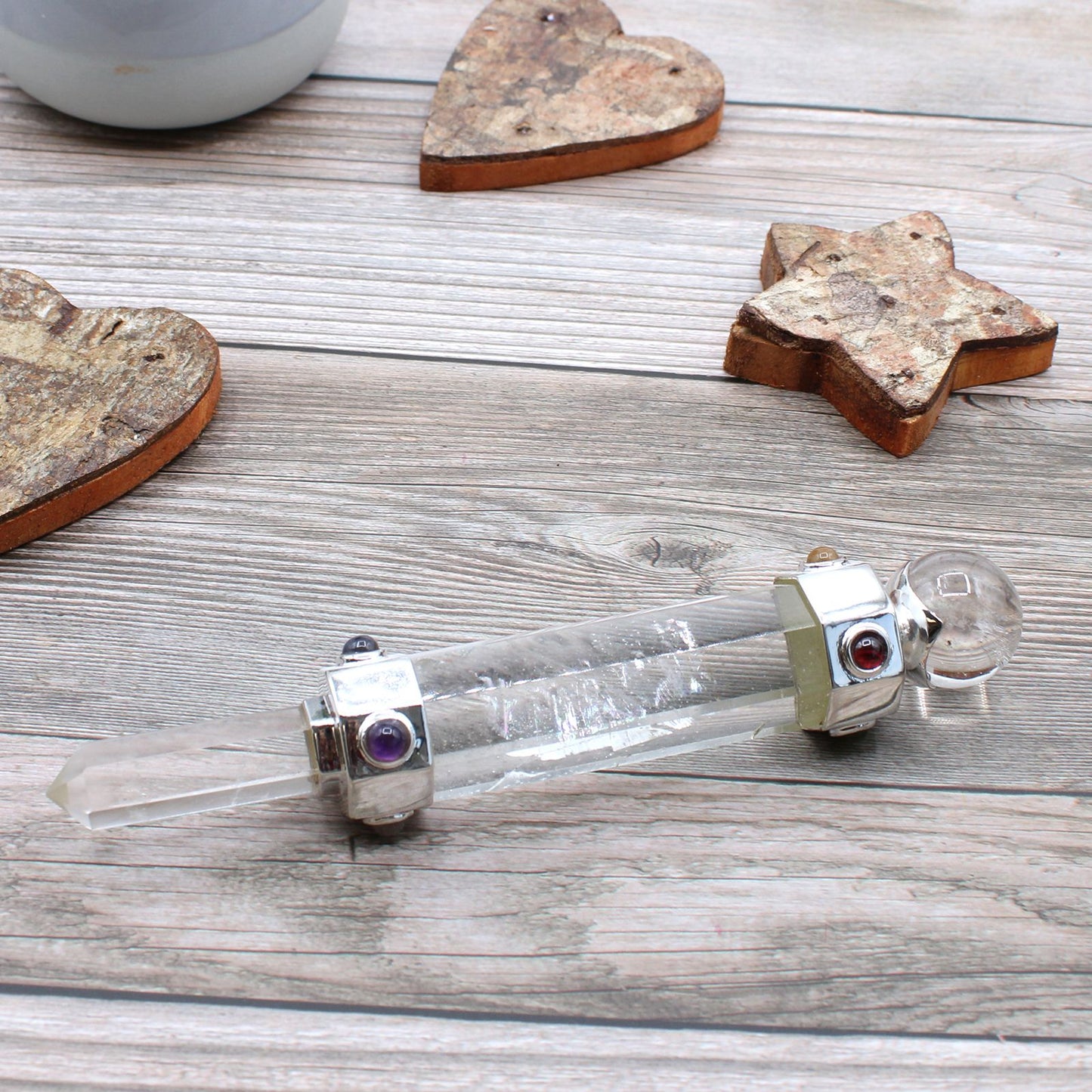Hexagonal Crystal Healing Wand with Rock Quartz