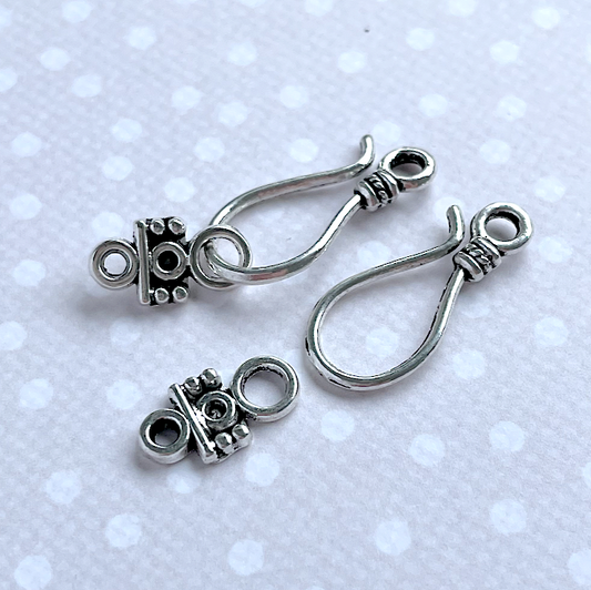 Hook and Eye Clasps Antique Silver Colour - Pack of 10 Sets