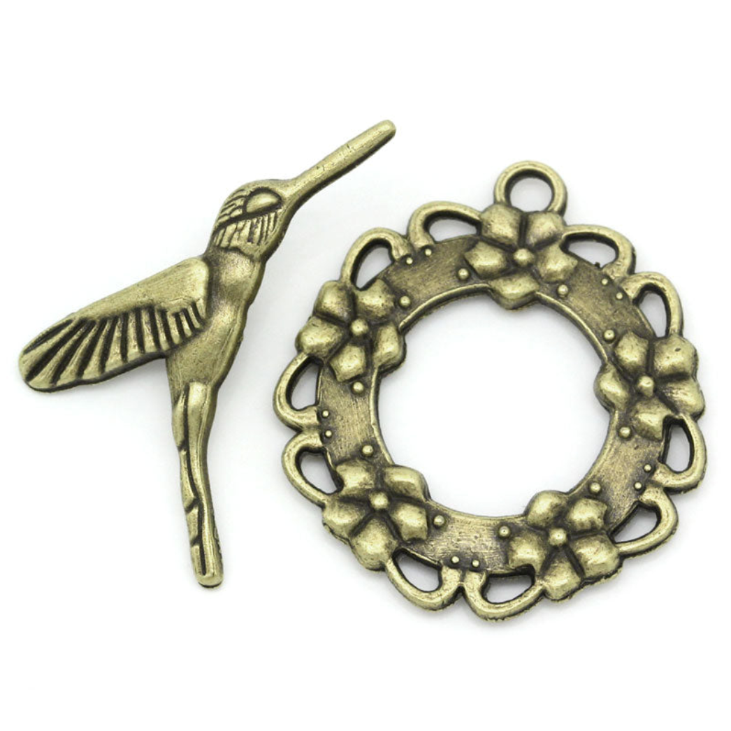 Hummingbird Toggle Clasp Bronze Colour 4 Sets