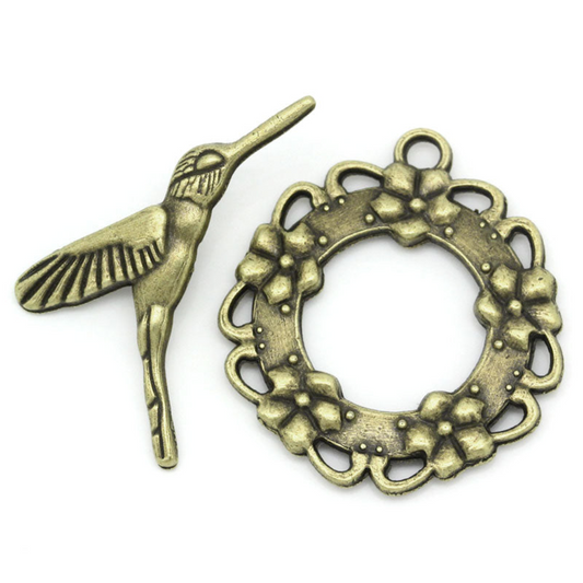 Hummingbird Toggle Clasp Bronze Colour 4 Sets