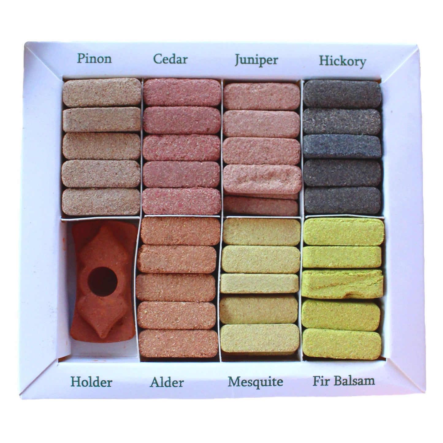 Incense Smudge Bricks and Burner - 7 Earthy Himalaya Fragrances - Set of 70