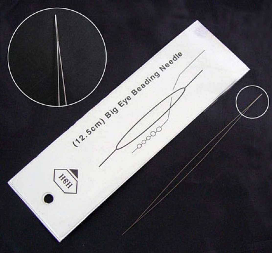 Iron Collapsible Big Eye Beading Needle, Seed Bead Needle 125mm x 0.3mm