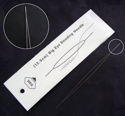 Iron Collapsible Big Eye Beading Needle, Seed Bead Needle 125mm x 0.3mm