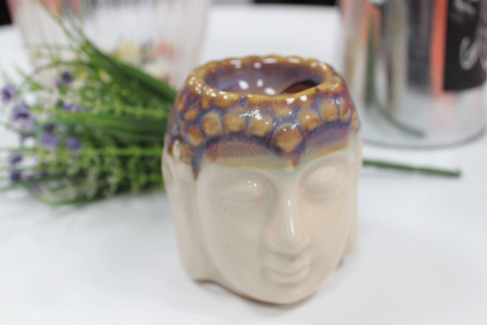 Ivory and Mint Buddha Oil Burner