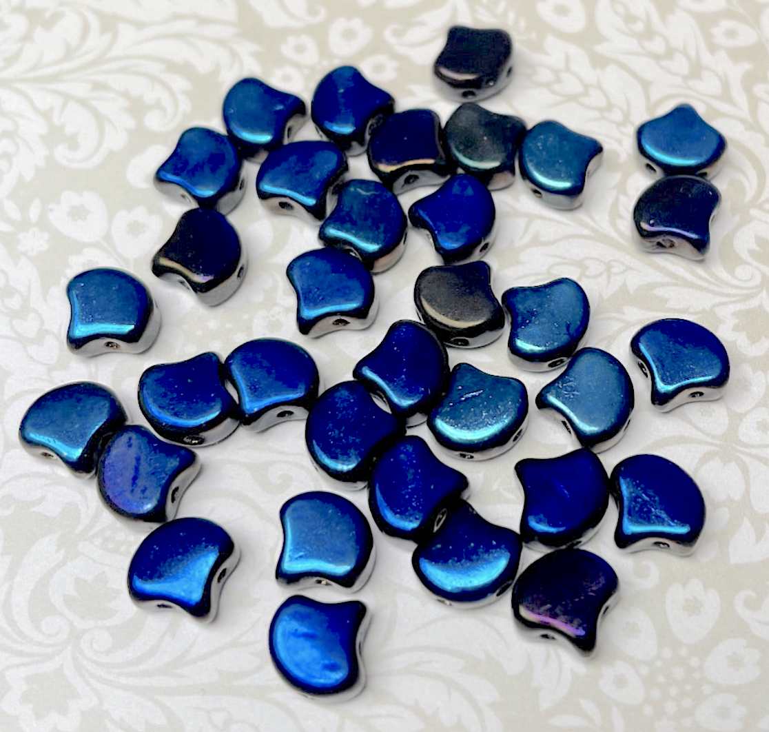 Jet Azuro Ginko Duo Beads by Matubo - 10 grams