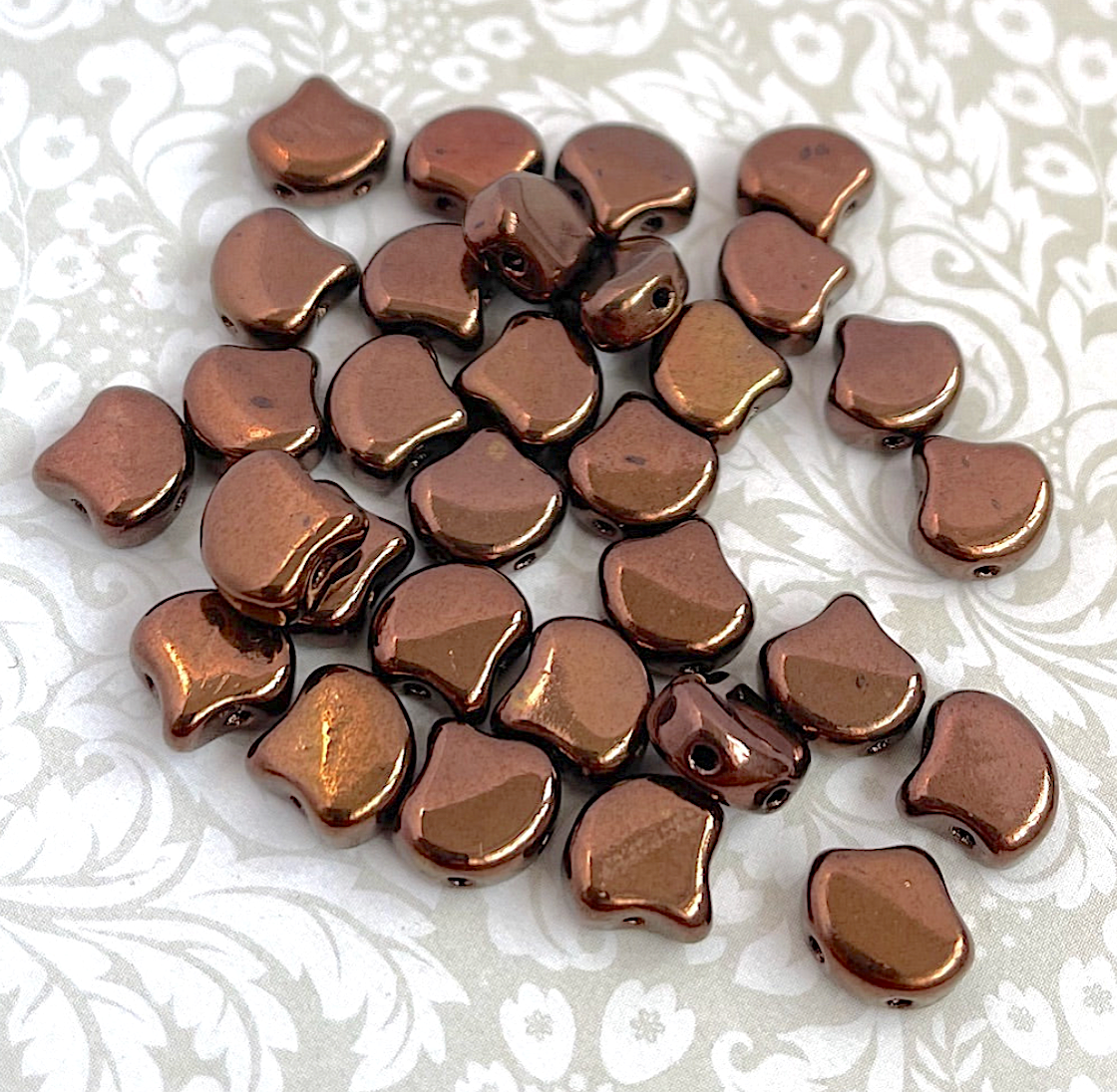 Jet Bronze Ginko Duo Beads by Matubo - 10 grams