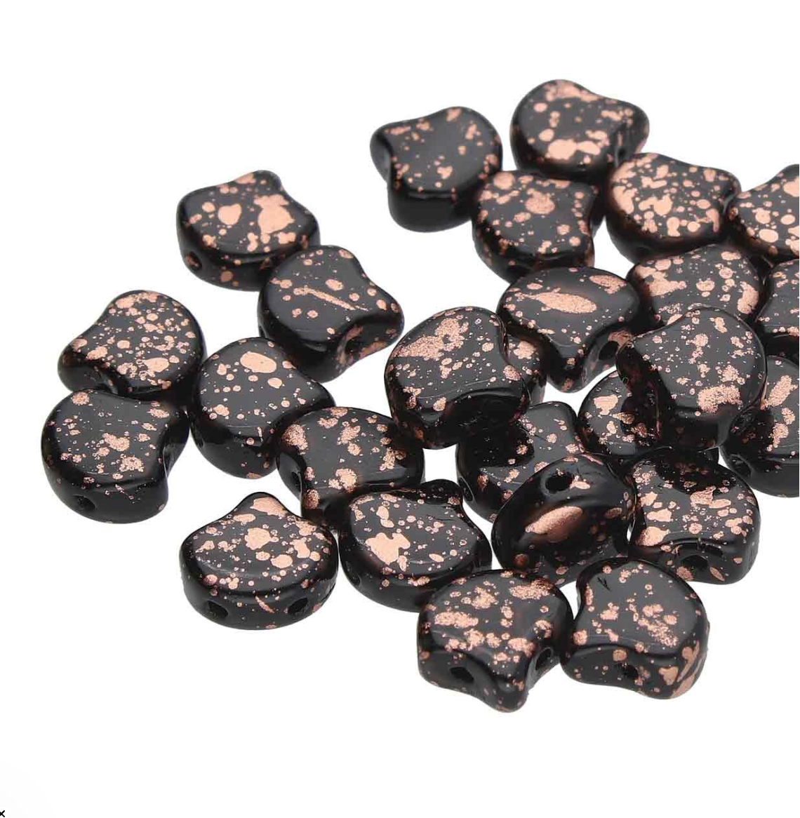 Jet Copper Splash Ginko Duo Beads by Matubo - 10 grams