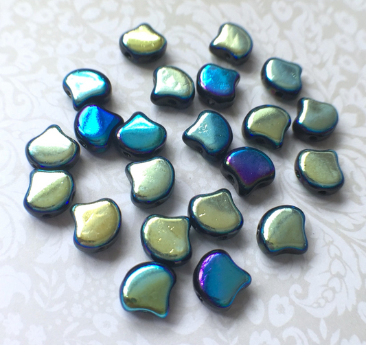 Jet Full AB Ginko Duo Beads by Matubo - 10 grams