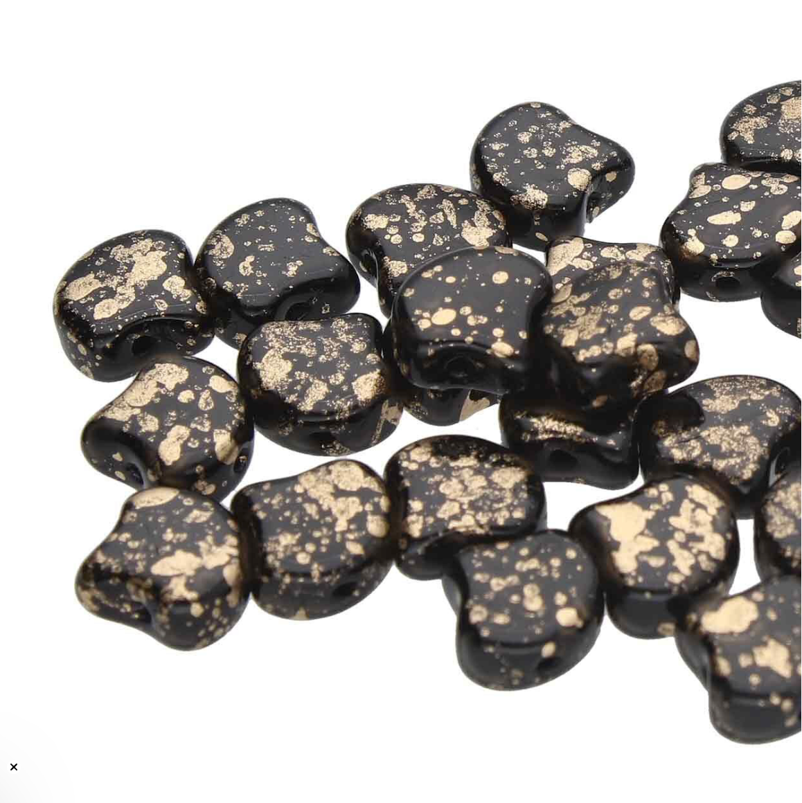 Jet Gold Splash Ginko Duo Beads by Matubo - 10 grams