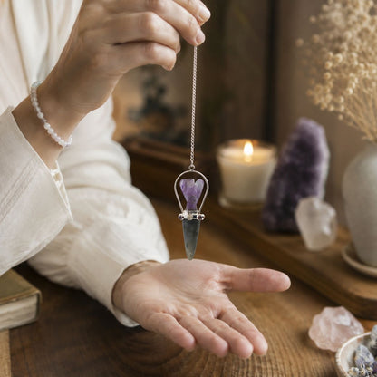 Labradorite, Amethyst Veilwalker Angel Pendulum with Chakra Band